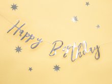 Girlianda "Happy Birthday", sidabrinė (16.5 x 62cm.) 